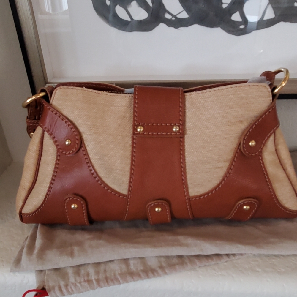 Valentino Garavani Leather and Canvas Handbag - Picture 13 of 14